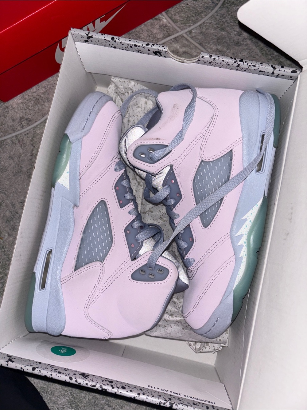 Nike Women's Light Pink and Gray Retro Basketball Sneakers